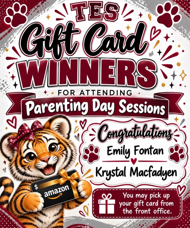 Gift Card Winners for attending Parenting Day Sessions