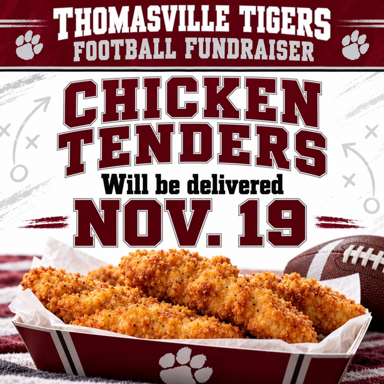 Chicken tenders from the football fundraiser will be delivered Nov. 19.