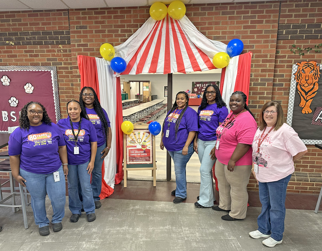 The Thomasville City Schools District has been celebrating National School Lunch Week. Students in the school district receive a free nutritious lunch each school day. Pictured are members of the TES CNP Assistants, Janaija Dixon, Ruby Shirley, Chiquita Jackson and Whitney Kidd; Shambria Holt, TES CNP Manager; Equilla Franks, CNP Director with the school district; and Donna Reid, CNP Secretary/Bookkeeper.