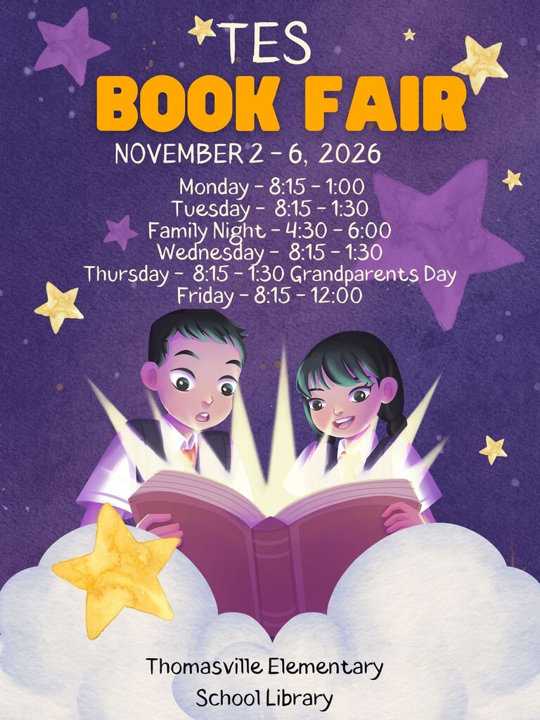 TES Book Fair, Nov. 2-6 in the school library.
