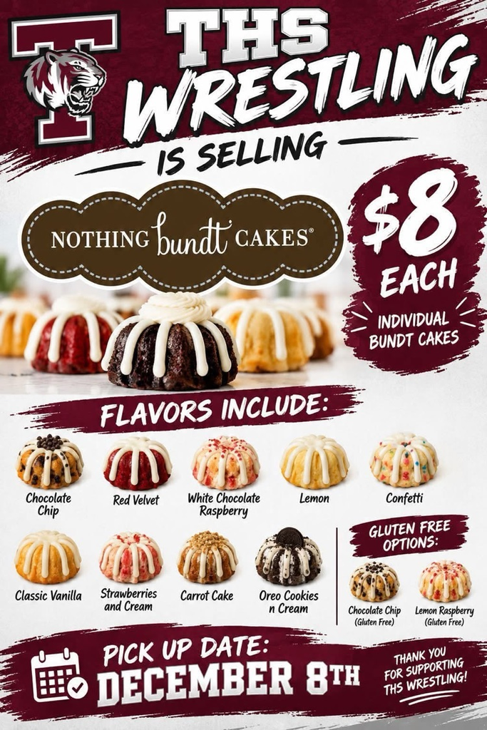 THS wrestling has a bundt cake fundraiser.