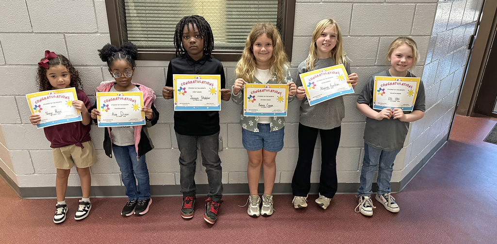 "Students of the Month" for October 2026 at Thomasville Eelmentary School include Navy Ross, Pre-K; Ava Dixon, Kindergarten; Jaxsyn Stabler, First Grade; Kasey Capps, Second Grade; Alaina Fontan, Third Grade; and Elli Ott, Fourth Grade.