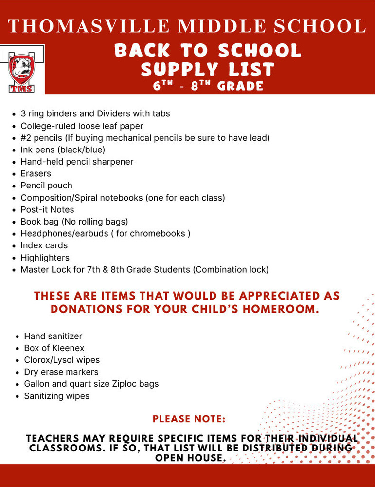 school supply list