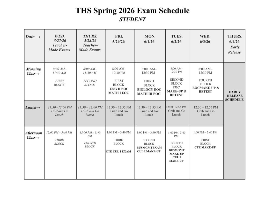 Spring Exam Schedule