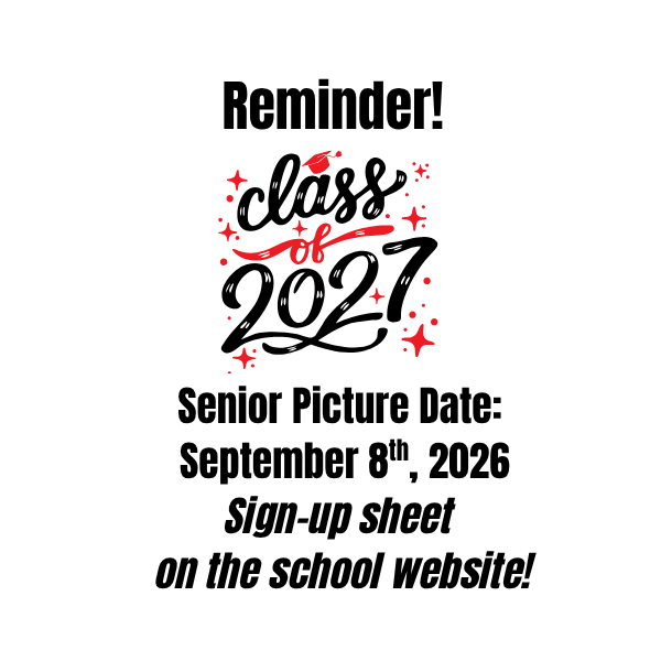 Reminder of senior pictures tomorrow, September 8th