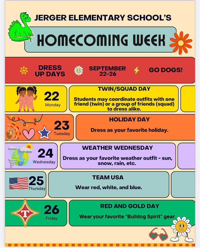 JES Homecoming Week Sep 22-26 2025