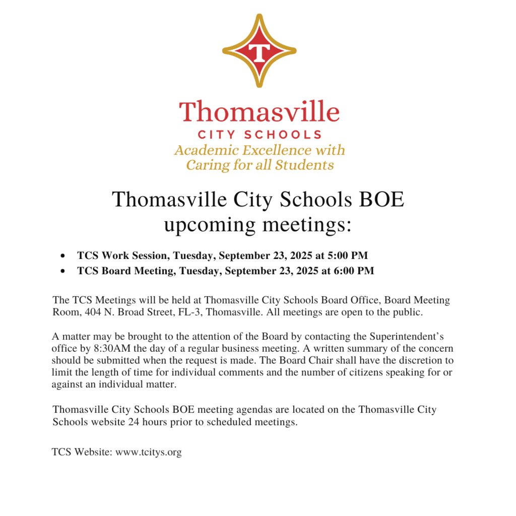 TCS BOE Work & Board Meetings for Sep 2025