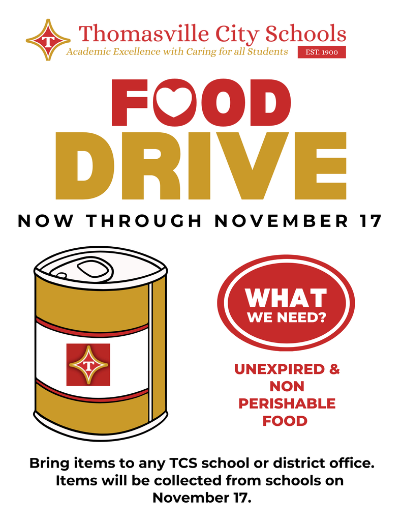 TCS Food Drive Now through Nov 17th. 