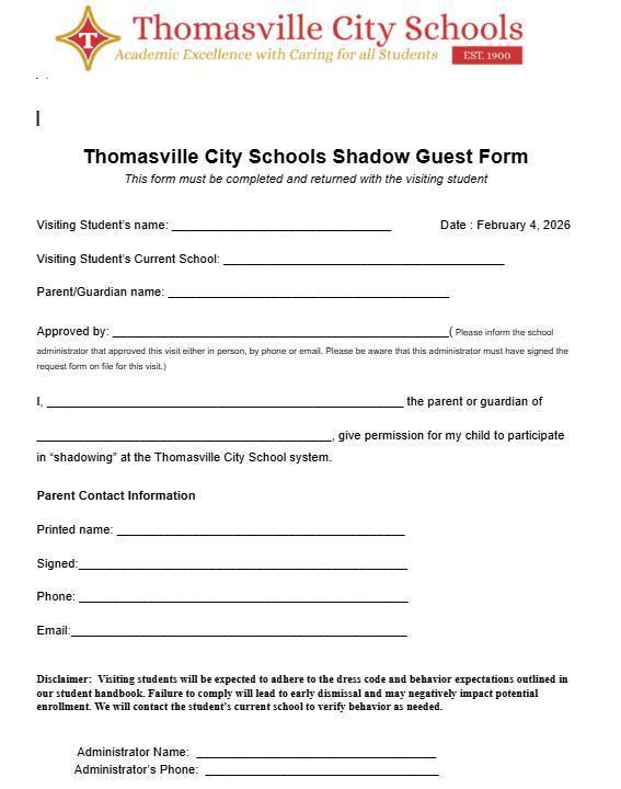 Scholar Shadow Day Feb 4th Request Form