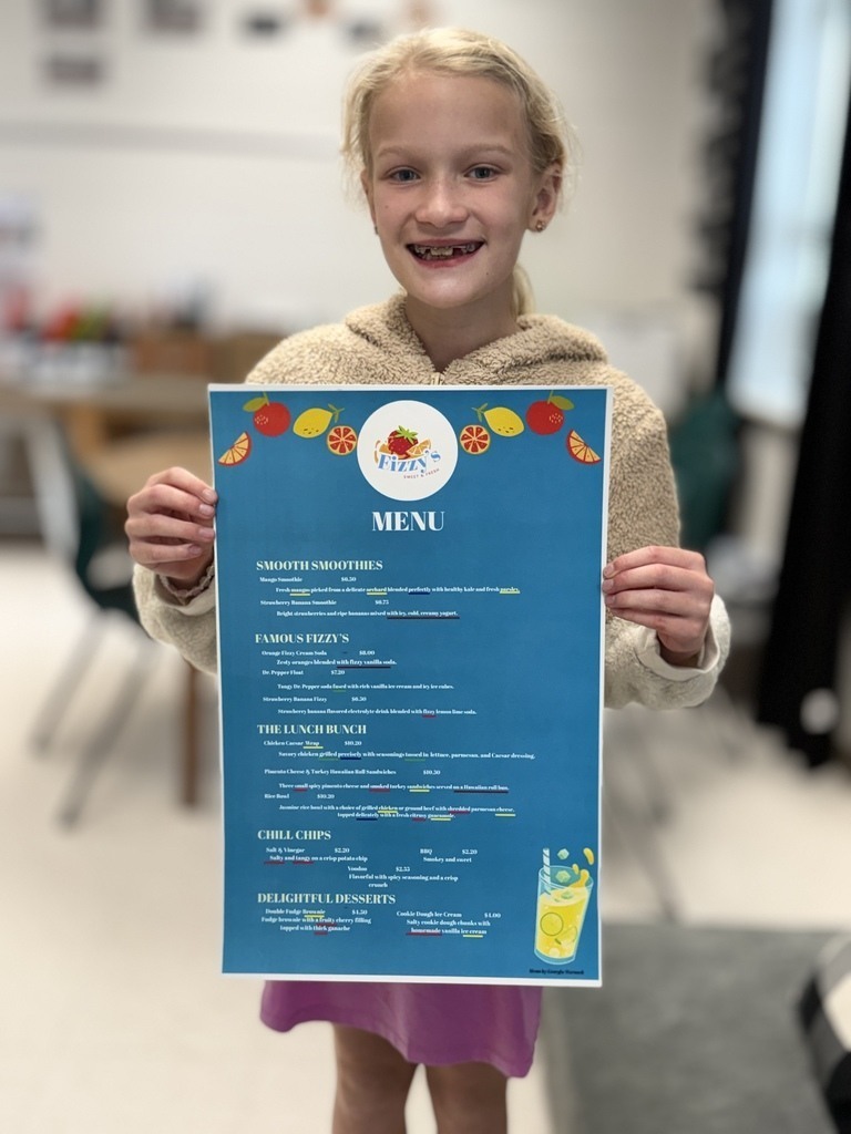JES 3rd Grade Mrs. Keaton Restaurant Menu's 1