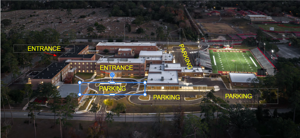 THS Bldg Entrance and Parking
