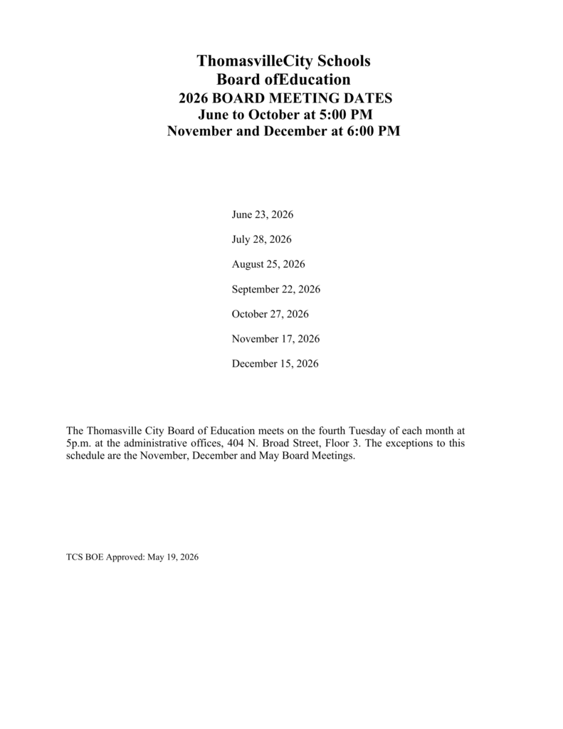 TCS BOE 2026 Work and BOE Meetings Update 2