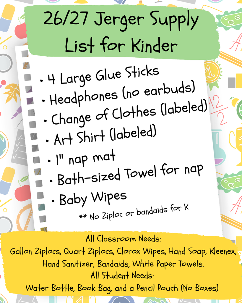 Jerger Supply List