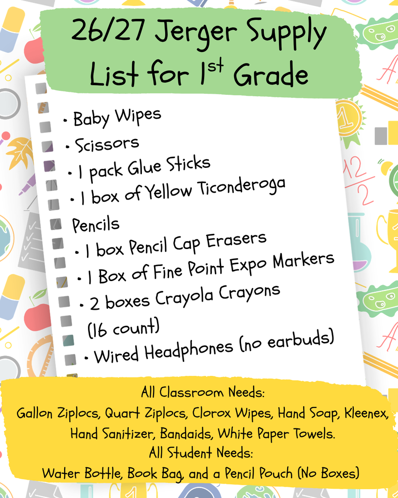 Jerger Supply List