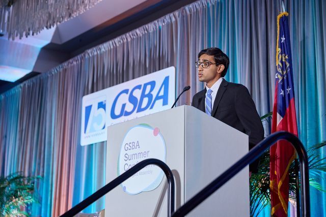 THS Alumni Druhket Patel at GSBA Summer Conference Speaking