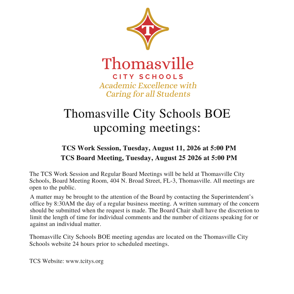 TCS BOE Work & Board Meetings for August 11th & 25th, 2026