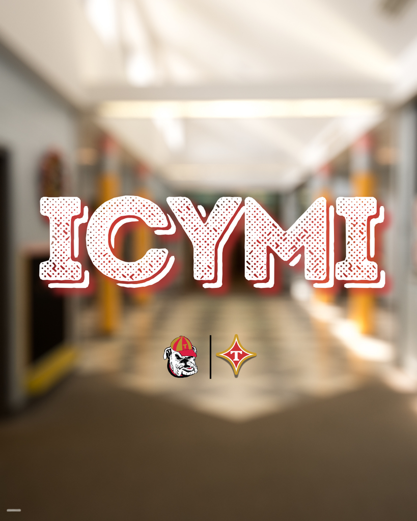 Blurry image of a school hallway. "ICYMI" in white text over a blurred background. Logos of a mascot and a team at the bottom.
