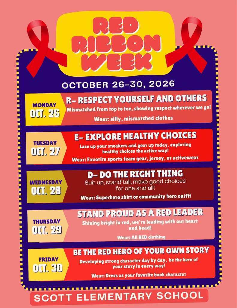SES Red Ribbon Week Dress Up Schedule