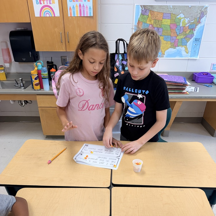 Ms. Kornegay's class using candy corn for Grammar 
