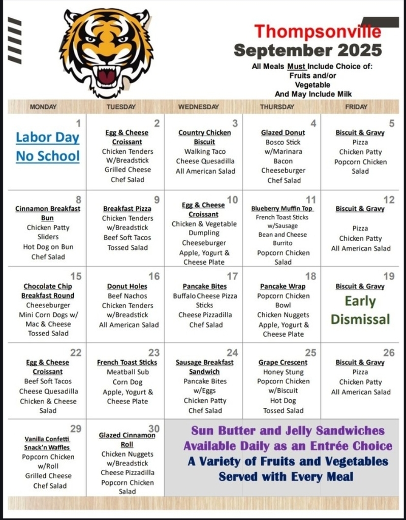 September Lunch Menu
