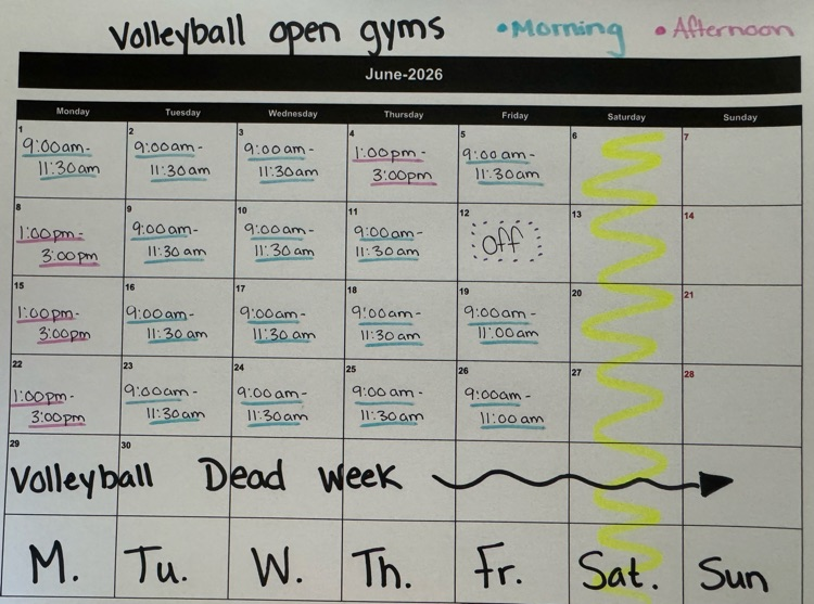 June Open Gym Schedule 