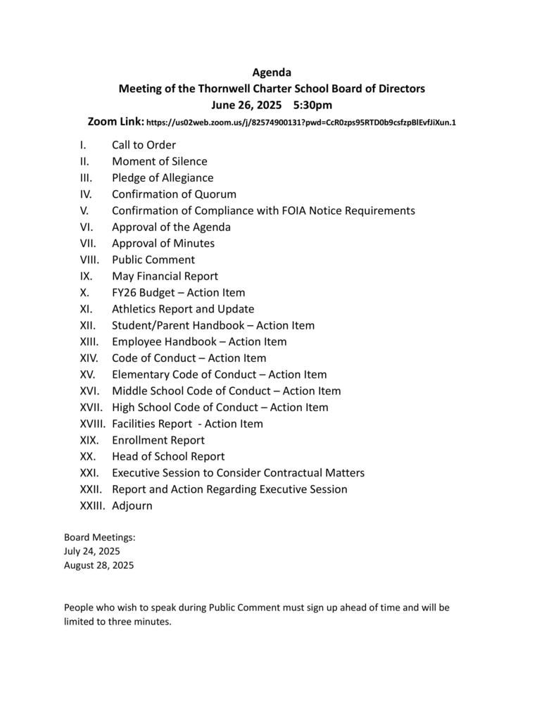 June 2025 Board Agenda