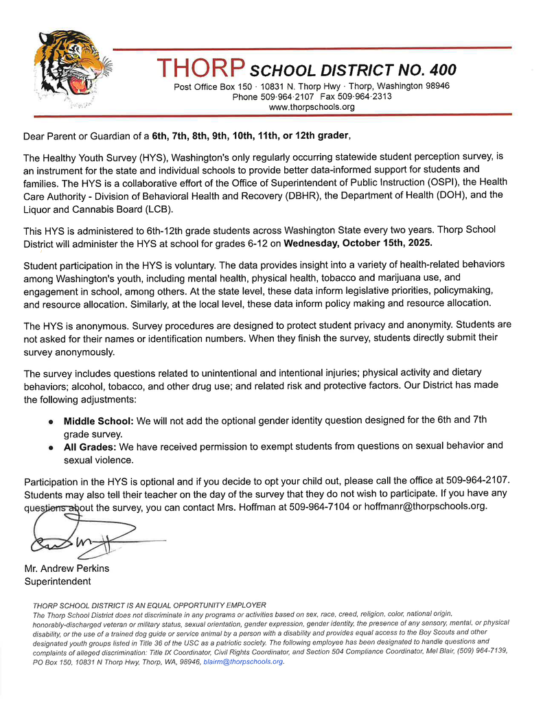 HYS 2025 Family Letter