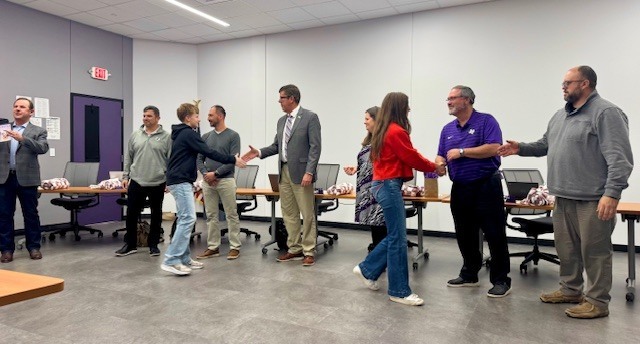 Last night's School Board Appreciation meeting was made special by students from each campus who shared gifts, notes, and tokens of appreciation with every board member. We truly appreciate the time, commitment, and energy they devote to serving our district.  The board also recognized the students who designed the 2025 Christmas card for our district. Well done to all the students who had a hand in the design!