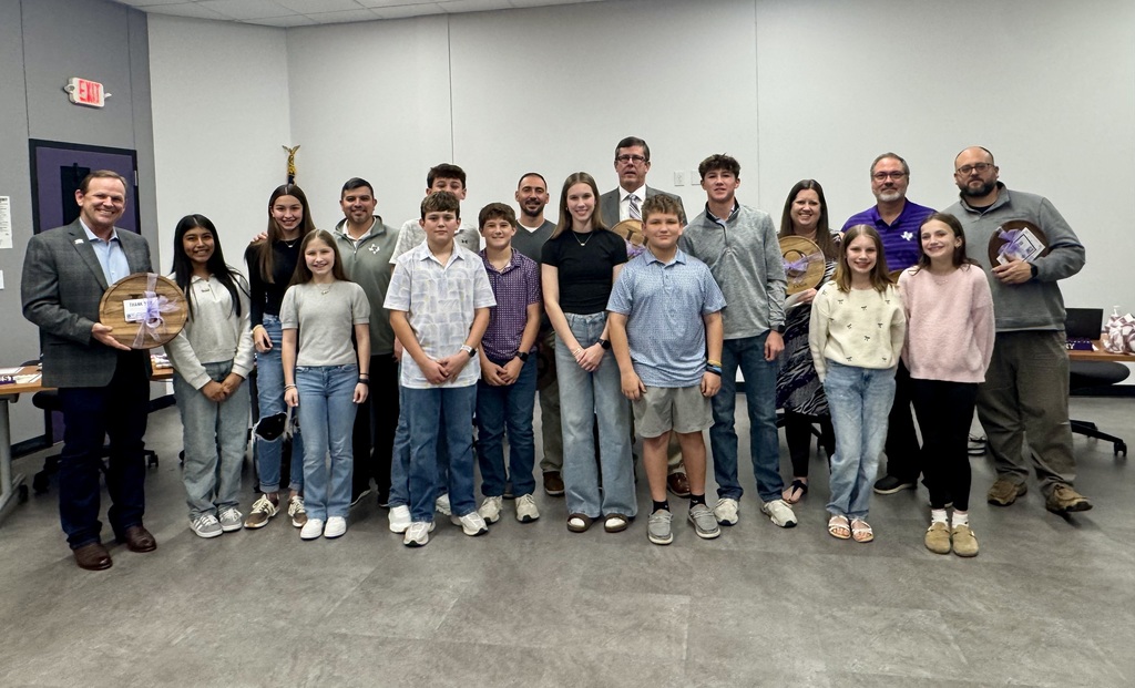 Last night's School Board Appreciation meeting was made special by students from each campus who shared gifts, notes, and tokens of appreciation with every board member. We truly appreciate the time, commitment, and energy they devote to serving our district.  The board also recognized the students who designed the 2025 Christmas card for our district. Well done to all the students who had a hand in the design!