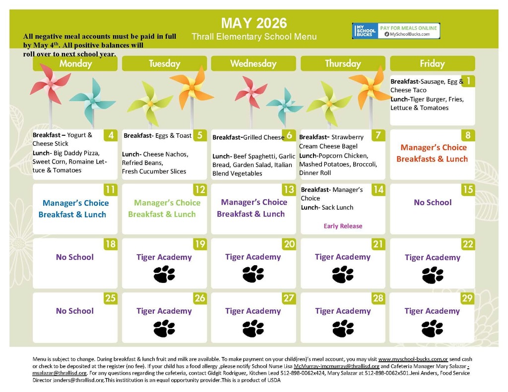 ES May Menu