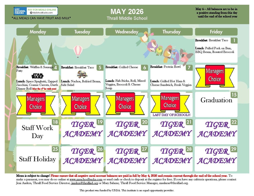 MS May Menu