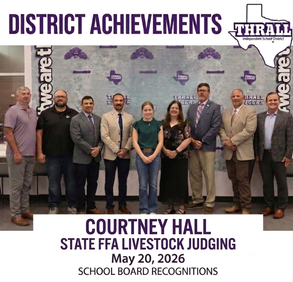 During the May20th School Board Meeting, the Trustees officially recognized an outstanding group of students for their exceptional achievements in FFA Wool & Livestock judging competitions. These dedicated individuals successfully qualified to compete at the state level, representing the school with pride, skill, and hard work.  The recognized students include:  Addison Wall (Wool & Livestock Judging)  Aiden Wall (Wool & Livestock Judging)  Jaycee Chandler (Wool & Livestock Judging)  Ava Poloma (Wool Judging)  Courtney Hall (Livestock Judging)- pictured