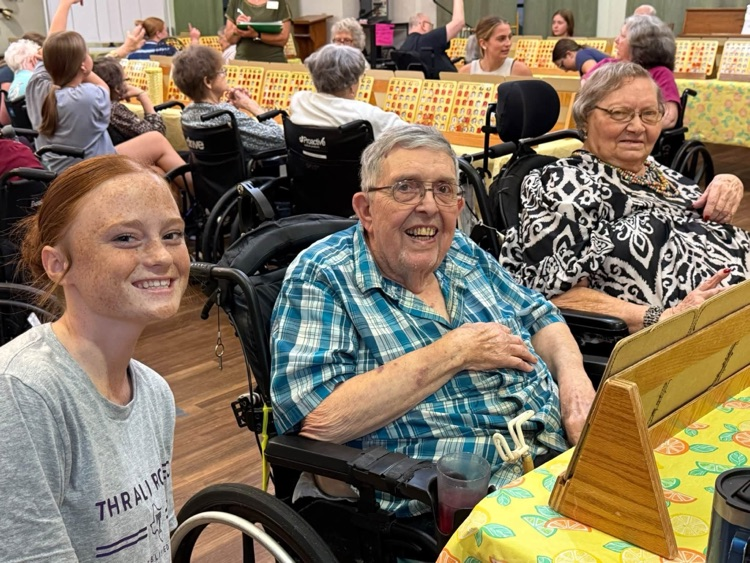 THS StuCo members playing Bingo with Taylor SPJST Skilled Nursing Facility residents.