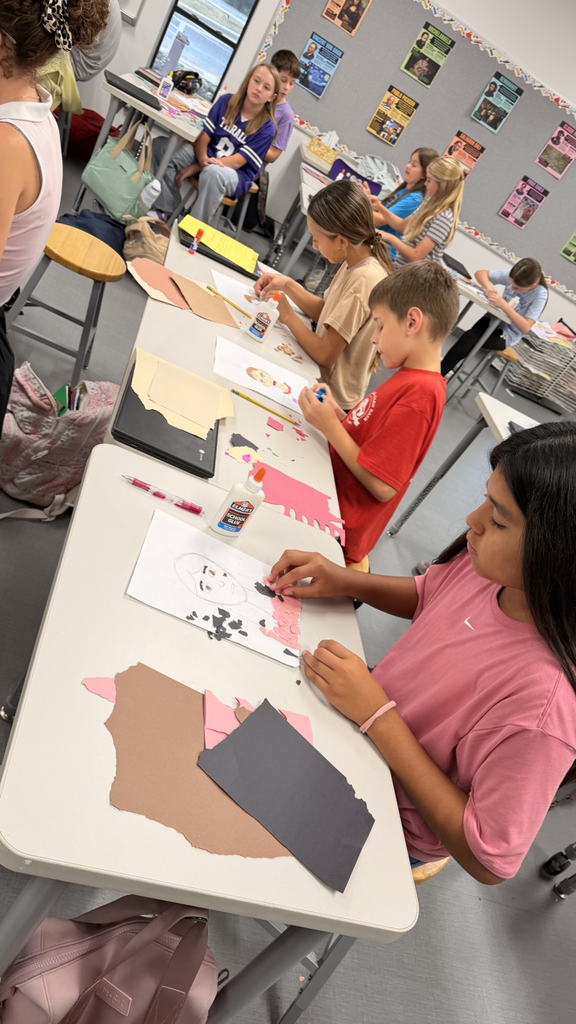 Creativity is in full swing in 6th Grade Art! Students are using color, shape, texture to bring their art to life as they create torn paper self-portraits! We love seeing the creativity and individuality shine through every piece!