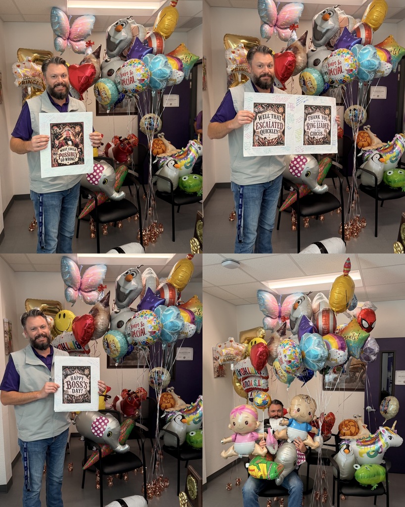 🎪 A Big Thank You to Our Ring Leader! 🎪  October is Principal Appreciation Month, and today we celebrated our very own Ring Leader for Boss’s Day! We are grateful for all the leadership, patience, humor, and hard work he brings to our campus each day.  Of course, no celebration would be complete without a little fun. Let’s just say our Ring Leader received a few special deliveries throughout the day… 🎈🎈🎈  Thank you for keeping this circus running, even when your staff adds a little extra chaos to the show! We appreciate you more than you know!  🐯 Happy Boss’s Day and Happy Principal Appreciation Month! 🎪
