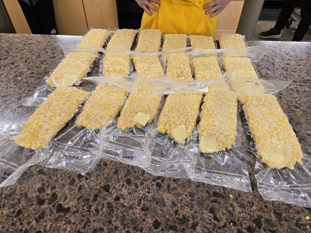 18 packages of corn to be used during our culinary labs this quarter. Thank you to the KG Ranch for donating three boxes of corn to our classroom.