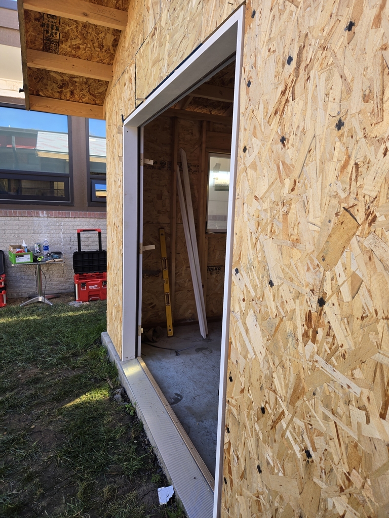 adding the door frame to the outdoor kitchen