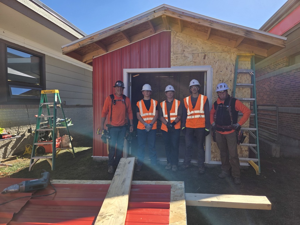 over halfway with the metal siding.