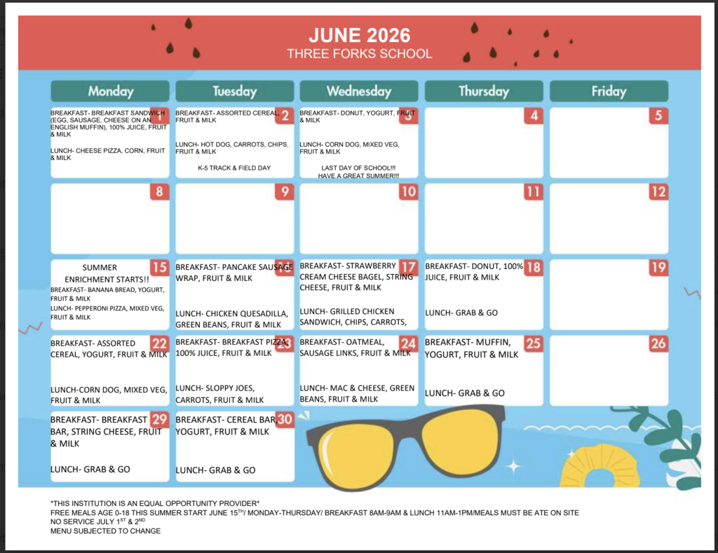 June meal menu