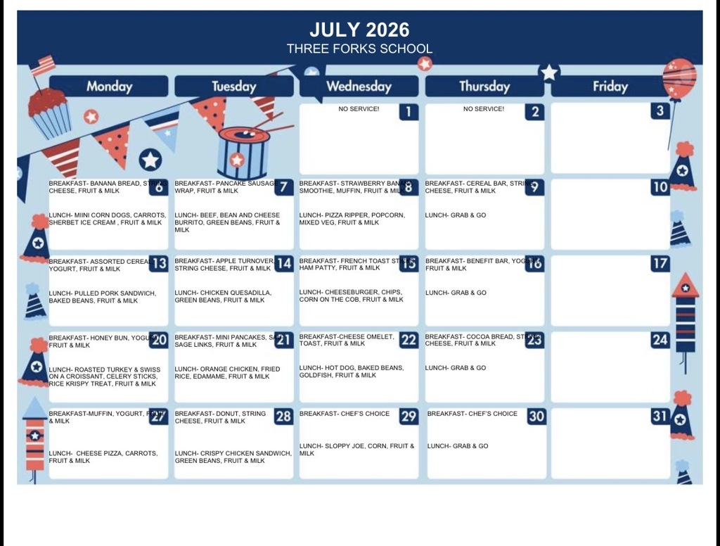 July Food Menu