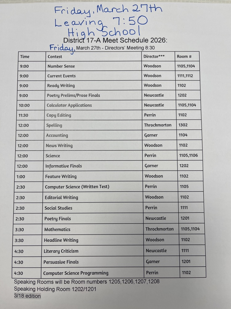 UIL schedule
