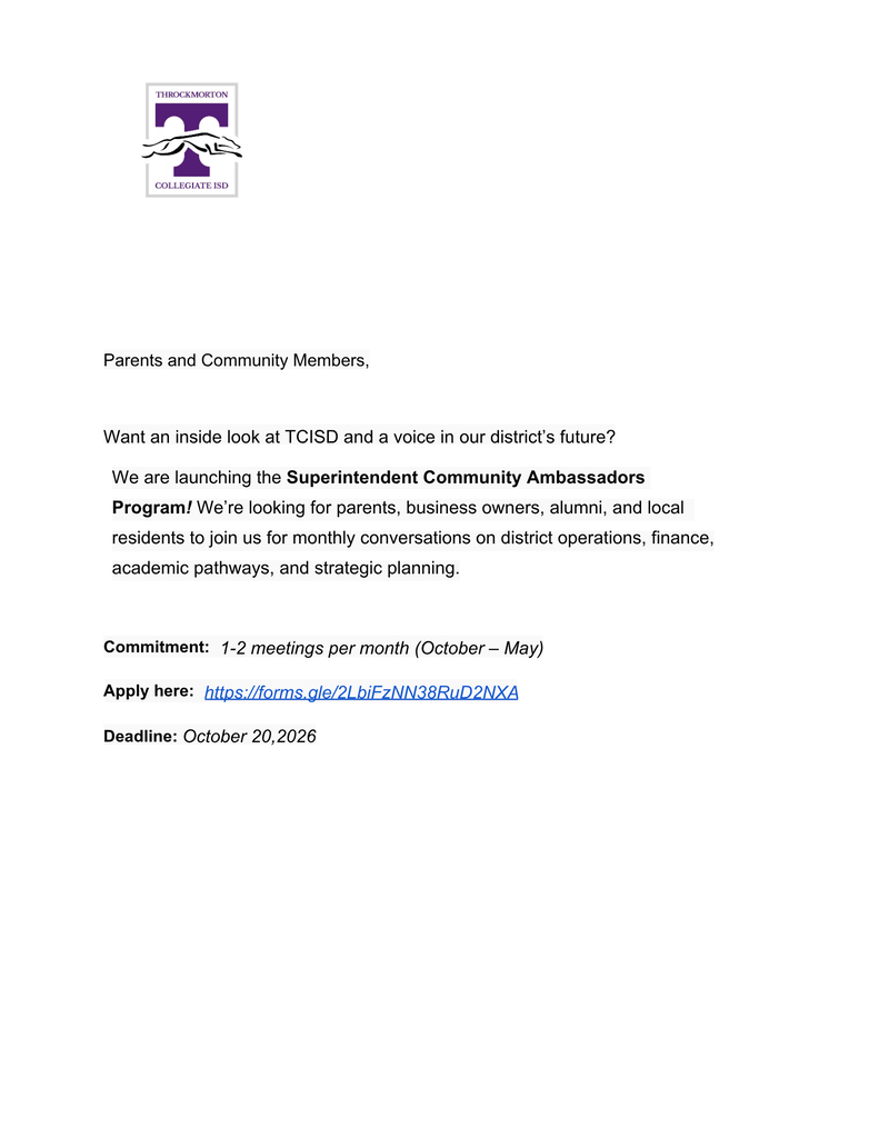 Superintendent Community Ambassadors Program