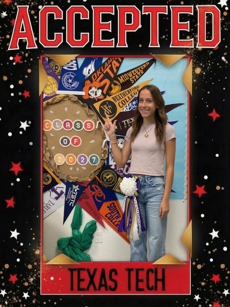 Texas Tech University acceptance for Claire McCartney