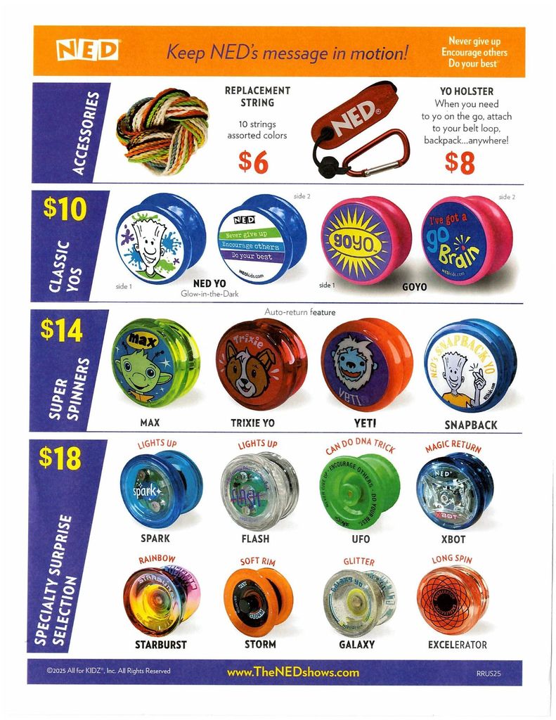 NED show yo-yos