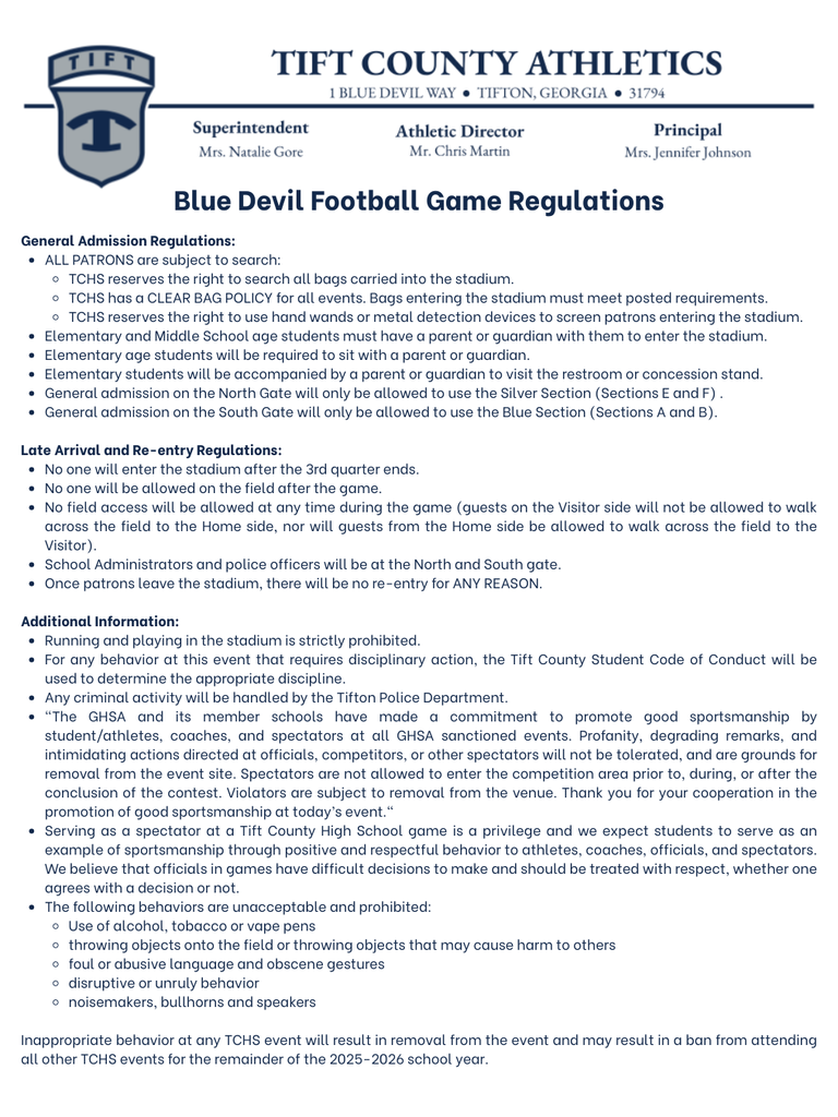 Football Game Regulations