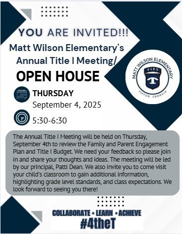 MWE Title I Thursday, Sept. 4 at 5:30.