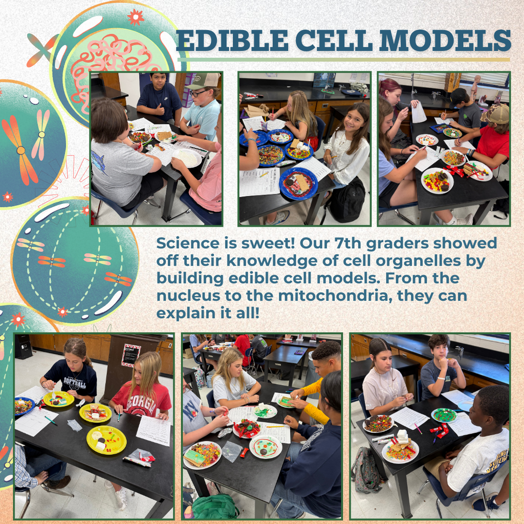 Our 7th graders turned candy into cell organelle models to meet standard S7L2a—proving they understand both the structure and function of each part of the cell.   