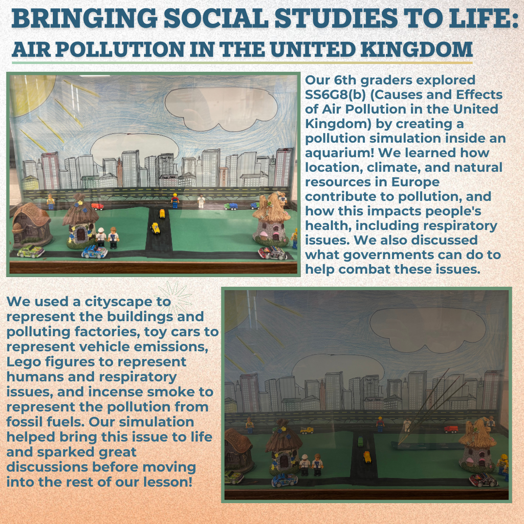 🌍💨 Our 6th graders in Mr. Tatum's class made air pollution in the UK come to life with a hands-on aquarium simulation! 