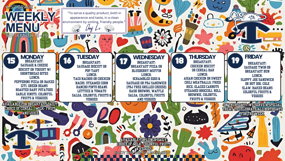 September 15-19 Menus