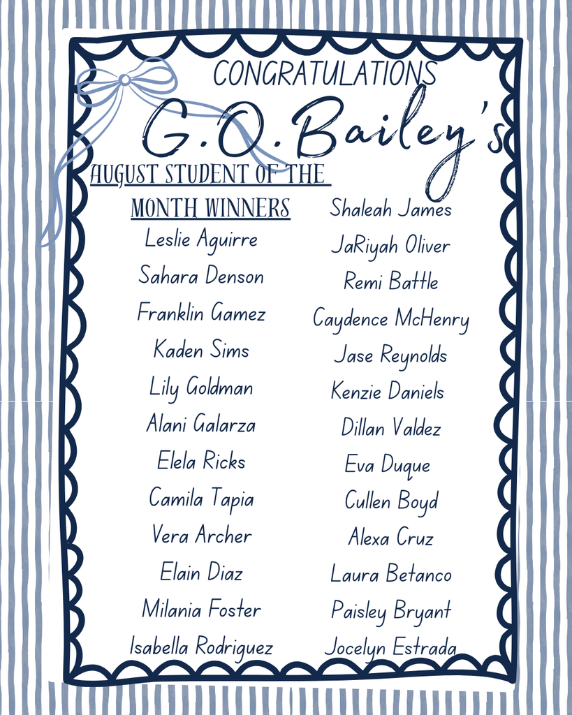 Student of the Month Announcement 